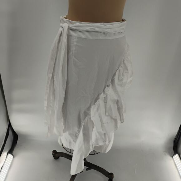 MILLY Skirt Lagenlook Stripe 100% Cotton White Midi Women's Size 10 - Picture 7 of 16